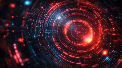 Fototapeta premium A dynamic digital abstraction with glowing red and blue elements creating a high-tech atmosphere and futuristic feel