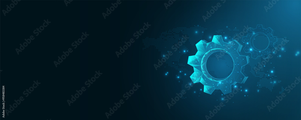 Wall mural high-tech communication network cog technology concept background image