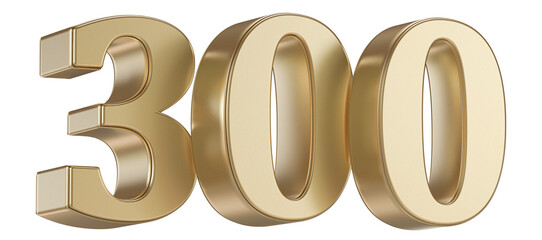 Gold 3D Number 300