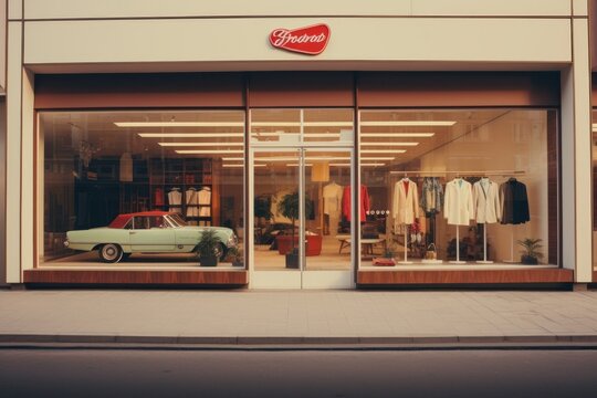 Store window boutique vehicle text.