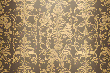Obraz premium Elegant Damask Wall Background, Muted Gold and Cream Tones