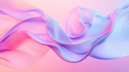 Obraz premium Elegant flowing fabric in soft pink and blue hues creates a dreamy, abstract background. Perfect for creative projects.
