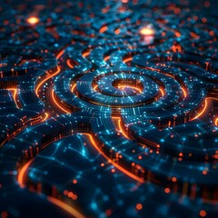Intricate Digital Labyrinth of Glowing Lines and Patterns Visualizing Intelligence Concept