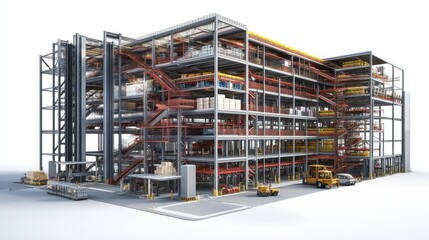 Modern warehouse showcasing efficient storage and logistics solutions for industrial operations and supply chain management.