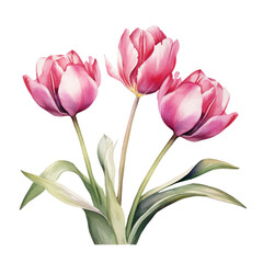 Naklejka premium Pink Tulips Clipart Illustration