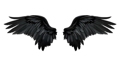 Obraz premium Pair of black wings isolated on a white background