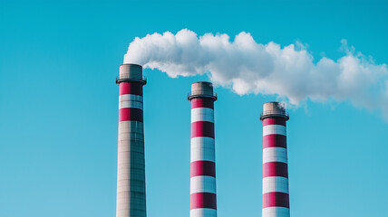 青空にそびえ立つ工場の煙突