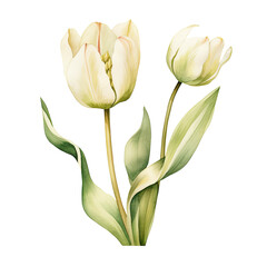 Fototapeta premium Vintage Tulip Clipart Illustration
