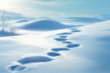 A Path Less Traveled: Footprints in the Snow, Leading to an Uncharted Winter Wonderland