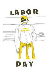 Poster illustration of a burger maker employee on Labor Day 