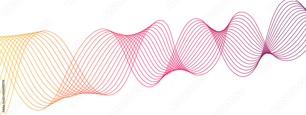 Aufkleber abstract colorful glowing frequency sound wave technology curve lines. curved wavy line, smooth stri