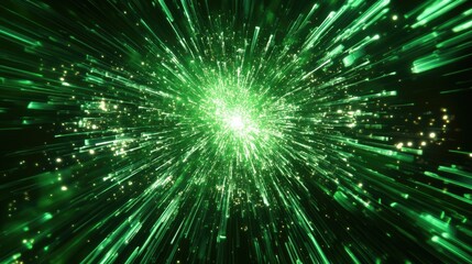 Abstract green background featuring a star explosion in a digital line art style