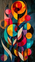 Abstract Geometric Art with Bright Colors and Shapes