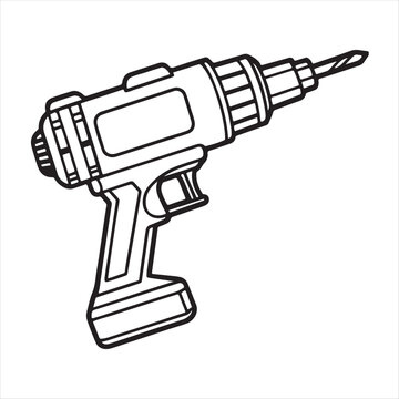 black and white drill tool clip art preview