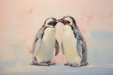 Naklejka premium Close up on pale pastel tones penguins animal bird.
