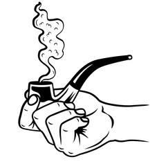 Pipe Smoking | Cigarettes Smoking | Hand Holding Smoking Pipe | Weed | 420 | Pipe Cannabis | Tobacco | Kush Life | Original Illustration | Vector and Clipart | Cutfile and Stencil