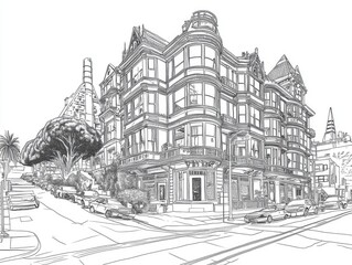 Line Art of a Historic Landmark