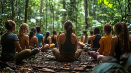 Group Meditation in Tropical Rainforest