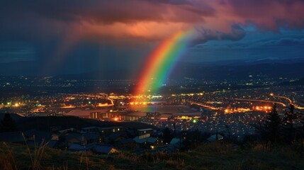 Fototapeta premium Hokkaido, Japan evening rainbow