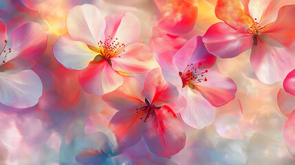 Abstract floral seamless pattern, Seamless pattern with colorful pattern of abstract flowers, painting on a light background. Cherry blossoms