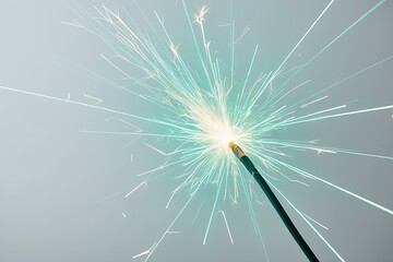 Obraz premium Vibrant Teal Electric Sparks Against a Bright White Background