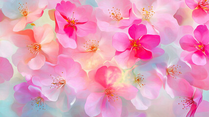 Abstract floral seamless pattern, Seamless pattern with colorful pattern of abstract flowers, painting on a light background. Cherry blossoms
