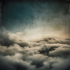 Fototapeta premium Fog and clouds on a vintage, textured paper background with a color gradient.