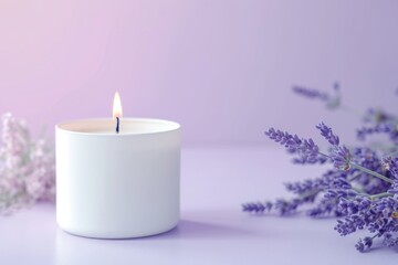 Candle packaging  lavender flower purple.