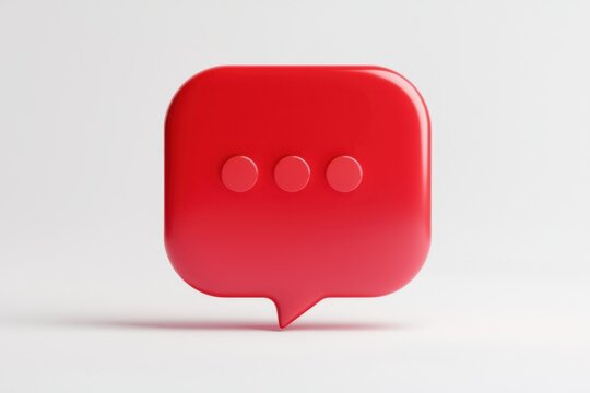 Red 3D Speech Bubble Icon.