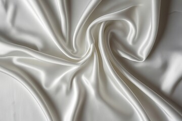 Naklejka premium Soft Crumpled Silk Fabric Texture on Clean White Background