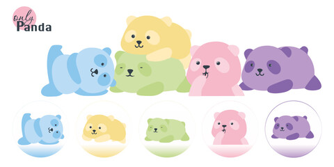Obraz premium Different cute vector panda animals