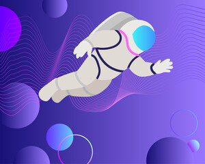 Space exploring. Astronaut. Web banner. Blend design. Vector illustration