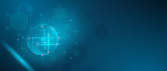 Healthcare concepts or medical technology blue background