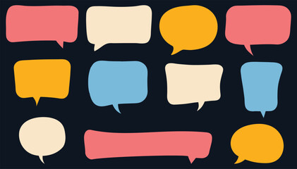 Collection of hand drawn speech bubbles. Vector blank empty speak bubble, chatting or message box set.