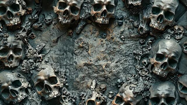 Exploring ancient human skull frames displayed in an archaeological exhibition