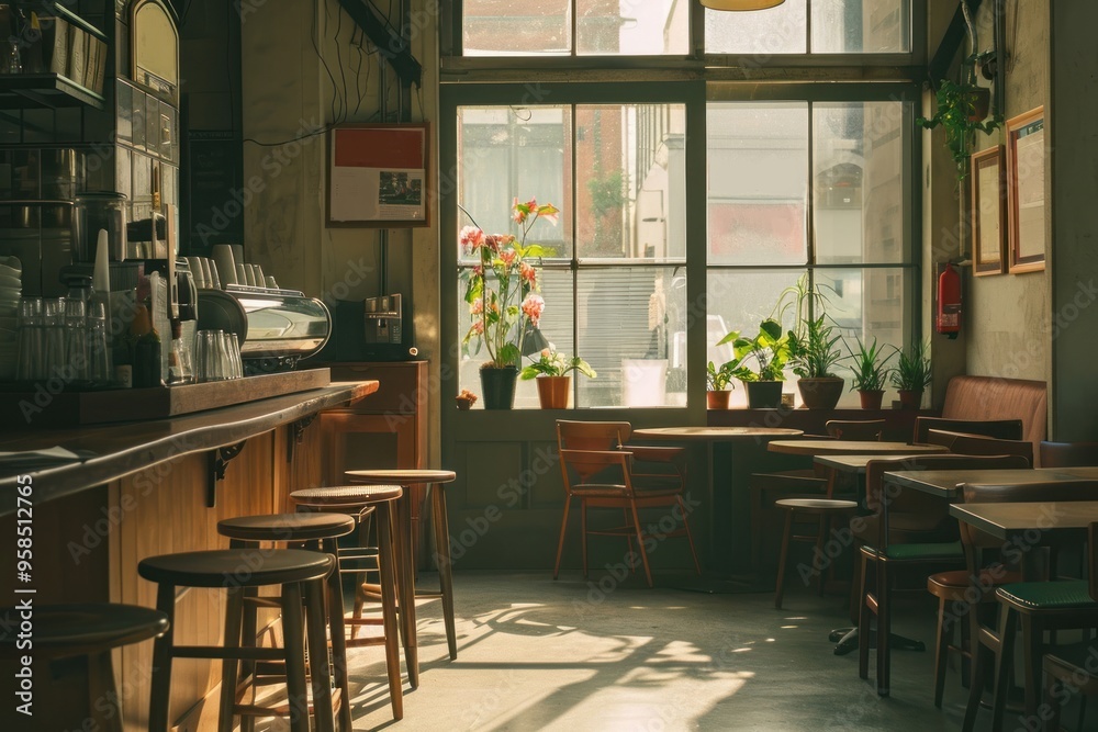 Canvas Prints coffee shop restaurant furniture table.