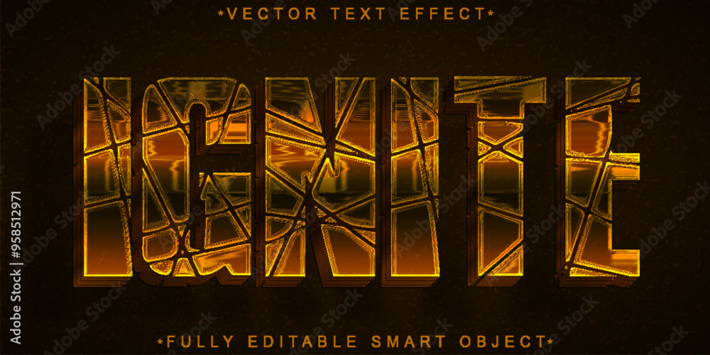 Poster ignite vector fully editable smart object text effect
