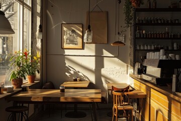 Coffee shop architecture furniture building.