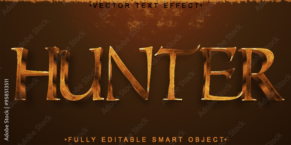 Poster hunter vector fully editable smart object text effect