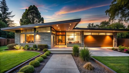 Innovative renovation juxtaposes modern amenities with preserved mid-century modern architectural elements,