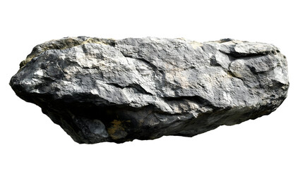 A large grey rock isolated on a transparent background, perfect for compositing or creating realistic scenes. The rock has a rough texture and a natural shape.