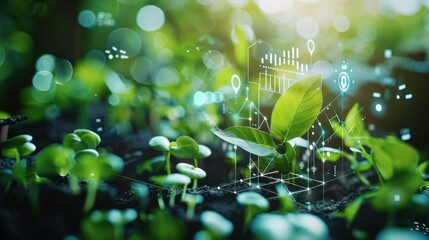 Digital interface displaying environmental consulting solutions and green initiatives.