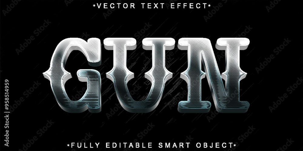 Poster gun vector fully editable smart object text effect