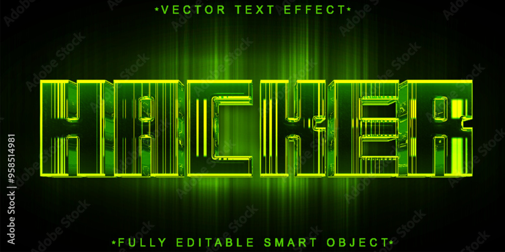 Aufkleber hacker green vector fully editable smart object text effect