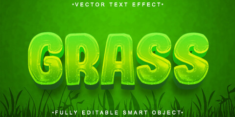 Cartoon Green Plant Grass Vector Fully Editable Smart Object Text Effect