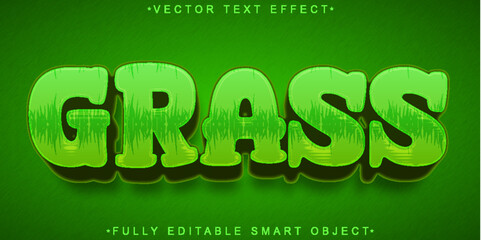 Cartoon Green Plant Grass Vector Fully Editable Smart Object Text Effect