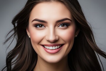 Obraz premium Stunning Closeup Portrait of Radiant Young Woman with Bright Smile