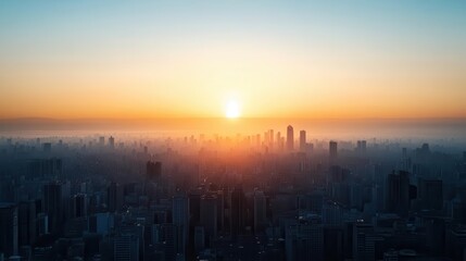 Bright sunrise over a cityscape, representing the dawn of a new era