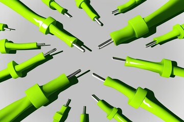 Fototapeta premium Vibrant Lime Green Electric Shock Effects on Transparent Background