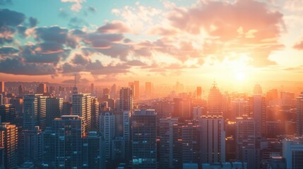 Fototapeta premium Lots of buildings, beautiful sky, sunshine.